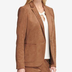 Tommy Hilfiger Women's Two-Button Light Brown Faux-Suede Blazer Size 8 NWT